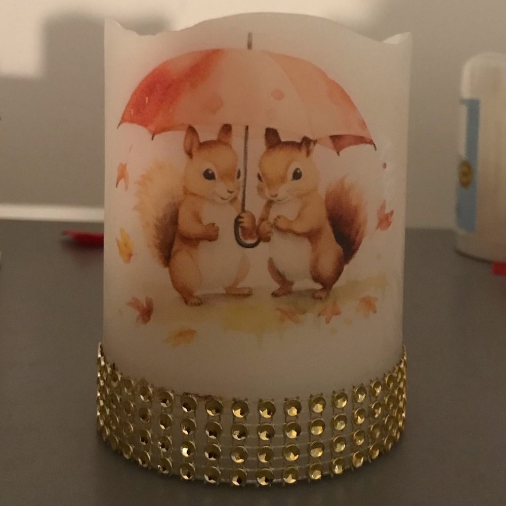 Personalized Fall Decor Flameless candles with batteries included!